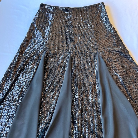Express Sequined Midi Skirt with Sheer Panels - Picture 9 of 11